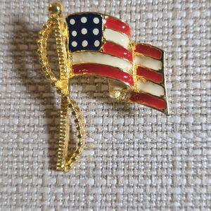 American Flag Brooch with Gold Accents